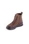 1953877K Women's Genuine Leather Flat Sole Rubber-Laced Short Zip-Up Boots - 5