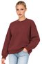 Burgundy Oversized Sweatshirt | Crew Neck | Drop Shoulder, Long Sleeves | Thick Brushed Inside Corduroy Knit Fabric | Fleece-Lined | Distressed, Faded Effect | Winter Casual Wear | Relaxed Fit - 3