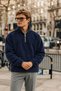 Men's Winter Navy Blue Fleece-Lined Half-Zip Jacket - 2