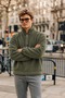 Men's Winter Khaki Fleece Jacket with Half-Zip - 5