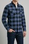 Men's Blue-Black Slim Fit Checked Flannel Shirt, Lightweight Cotton Flannel, Collared, Double-Pocketed - 2