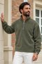 Men's Half-Zip Mock Neck Khaki Fleece - 5