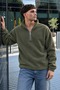 Men’s Mock Neck Zip-Up Casual Khaki Fleece-Lined Jacket - 4