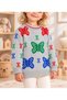 Girls' & Kids' Butterfly-Patterned Crew-Neck Stretch Knit Sweater - 5