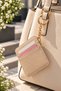 Faux Leather-Look Chain Strap Bag Charm with 3 Compartments: Cream-Colored Card Holder & Wallet - 2