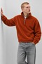 Men's Modern Terracotta-Colored Fleece Jacket with Half-Zip, Fleece-Lined - 2