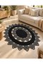 Jute Rope Rug, Black and White Oval Kilim Rug, Bohemian Decorative Bedroom Rug - 2