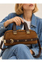 Women's Suede Shoulder Bag with Zip Detail and Gold Accents, Stylish Design, Crossbody Bag and Shoulder Bag 378025GNY - 8