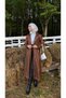 Women's Waist Tie Balloon Sleeve Leather Trench - 4