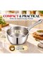 Majestic Stainless Steel Milk & Sauce Pan, (1.2 Ltr) Sandwich Bottom, Cool Handle, Ideal for Heating Milk, Sauces, Soups, and More, Durable Construction, Easy Pour Spout (17cm) - 2