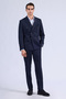 Navy Blue Regular Fit Pointed Collar Double Breasted Suit - 4