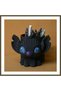 3D-Printed Knitted Pencil Holder - Cute Character Desktop Pen Organizer - Black BX