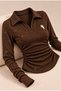 Long-Sleeve Blouse with Embroidered Details, Glittery Embroidery, and Ruched Details - 3