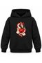 Black Kids' Hooded Sweatshirt with Dragon and Lotus Print