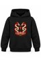 Black Kids' Hooded Sweatshirt with Dragon and Red Rays Print