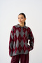 Women's Polo Collar Diamond Patterned Oversized Knit Sweater, Gray - 2