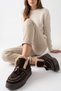 SANDY Brown Suede Genuine Leather Fur-Trimmed Tasseled Women's Boots - 2
