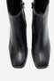 POURE Black Leather Women's Chunky-Heeled Boots with Thick Heel - 4