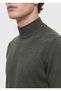 Khaki Half Turtleneck Plain Knit Wool Blended Sweater Sweater - 4