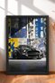 Yellow and Blue Collage-Style American Muscle Car Framed Art Print / Car Poster for Garage or Office Wall Decor OTO182