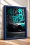 Turquoise Graphite-Accented Wide-Body Muscle Car Framed Art Print Car Poster Wall Decor OTO193 - 2