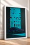 Purple Muscle Car in Neon Turquoise Light—Framed Art Print, Car Poster, Garage or Office Wall Decor OTO174 - 2