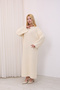 Crew Neck, Long-Sleeved, Loose Fit, Oversized, Knitted, Textured, Ankle-Length, Long Knit Dress - 5