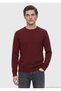 Burgundy Crew-Neck Plain-Knit 100% Cashmere Sweater