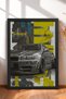 Yellow Typographic Japanese Sports Car Framed Art Print / Car Poster for Garage or Office Wall Decor OTO189