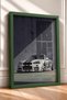 White Japanese Race Car with Purple Graphics—Framed Art Print, Car Poster, Garage or Office Wall Decor OTO186 - 2