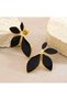 STEEL EARRINGS WITH BLACK-LEAVED FLOWERS - 2