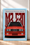 Red Classic German Sports Sedan Framed Art Print Car Poster for Garage or Office Wall Decor OTO041 - 3