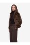 Long-Sleeved Faux Fur Coat with Hidden Pockets, Invisible Zipper, and Mock Neck - 2