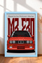 Red Classic German Sports Sedan Framed Art Print Car Poster for Garage or Office Wall Decor OTO041