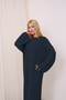 Crew Neck, Long-Sleeved, Loose Fit, Oversized, Knitted, Textured, Ankle-Length, Long Knit Dress - 4