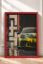 Framed Poster of a Weathered Yellow German Sports Car—Car Poster for Garage or Office Wall Decor OTO188 - 3