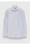 Light Blue Striped, Regular Fit, Long-Sleeved, Classic Woven Silk-Blend Shirt - 6