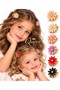 Gold Metal 6-Piece Crystal-Studded Daisy Flower Small Buckled Hair Clip Set, Colorful, for Children and Babies - 2