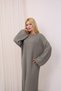 Crew Neck, Long-Sleeved, Loose Fit, Oversized, Knitted, Textured, Ankle-Length, Long Knit Dress - 3