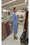 Round-Neck, Long-Sleeved, Braided-Side, Side Slit, Soft-Textured Midi Length Knit Dress - 3
