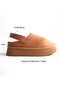 ZRT04MK06 Premium Warm-Lined Plush Slippers with Adhesive Strap, 5 cm - Taba Suede - 3
