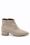 Poca Women's Suede Beige Pointed Toe Low Block Heel Short Boots with Side-Zip Closure, 4 cm Heel (Slim Fit) - 2