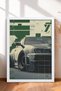 Framed Japanese Sports Car Poster with Green Graphic Design—Car Poster, Wall Decor OTO184