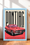 Retro Red American Muscle Car Framed Art Print Car Poster for Garage or Office Wall Decor OTO006