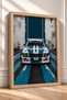 Classic Race Car with Blue and White Stripes—Framed Art Print, Car Poster, Wall Decor OTO179 - 2