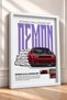 Red American Muscle Car Burning Rubber Framed Art Print Car Poster Wall Decor OTO042 - 2