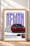 Red American Muscle Car Burning Rubber Framed Art Print Car Poster Wall Decor OTO042 - 3