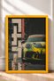 Framed Poster of a Weathered Yellow German Sports Car—Car Poster for Garage or Office Wall Decor OTO188 - 3