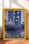 Framed Painting of a Blue Japanese Drift Car in a Wet Attic—Car Poster, Wall Decor OTO183