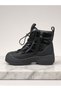 -Ewolira Women's Black Platform Sole High-Heeled Zip-Up Boots with Quilted Front - 3